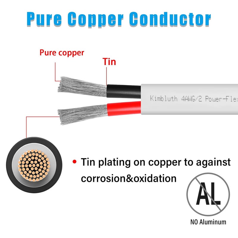 Kimbluth 12 Gauge Duplex Marine Wire Tinned Copper Boat Cable, 150ft 12 AWG Standard USA OFC Oxygen Free Copper Wire for Automotive Boat Speakers Solar Outdoors - Image 3